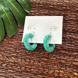 BOGO FREE BLUE MARBLE ARCYLIC 1” HOOP EARRINGS